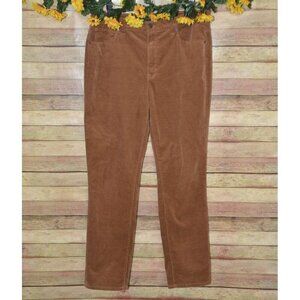 Talbots Ladies Brown Corduroy Straight Leg Pant High Rise Size 12 Stretch Retro